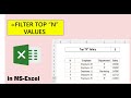 How to Filter and Display Top N Records Dynamically in Excel (Top Customers, Top Salaries Guide)✅