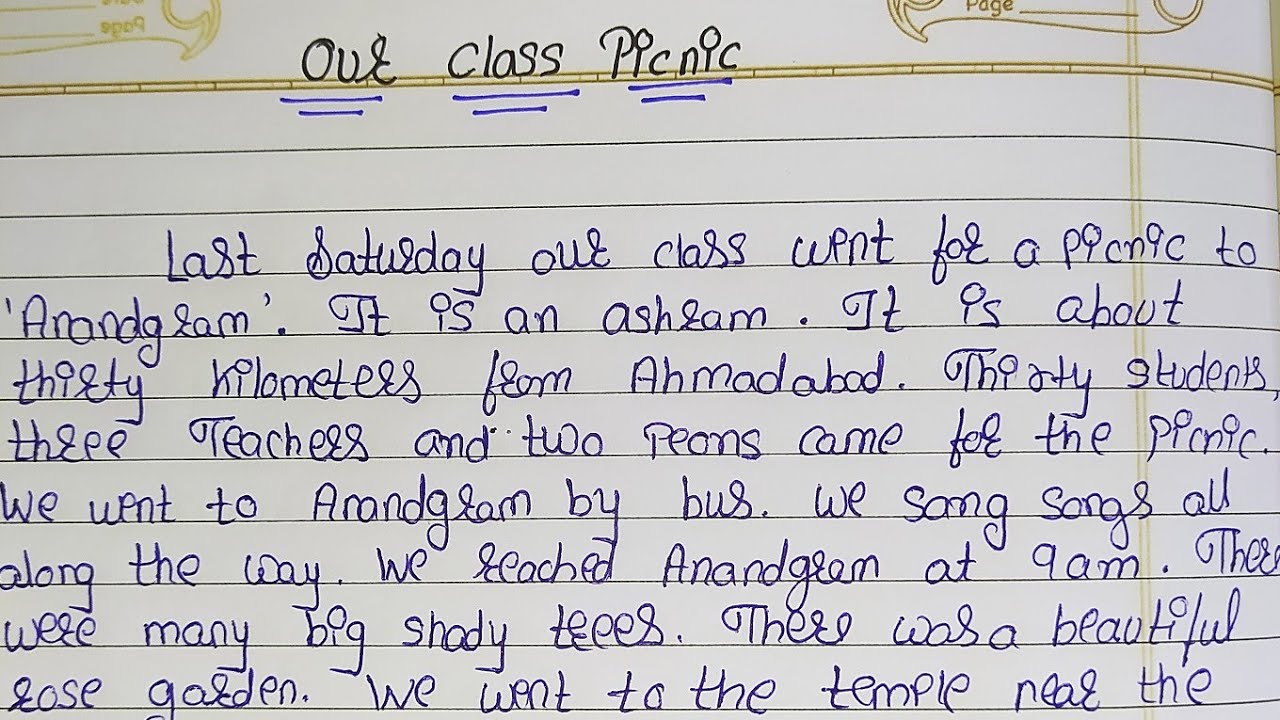 Essay writing on our class picnic in english || Essay for students ...
