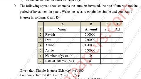 ms excel tyb. com sem5 mumbai university simple interest and compound interest sun and solution