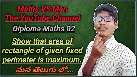 Diploma Maths 02 || Maxima and Minima Problem No.2 In Telugu ||Maths VS Man || Buddhi Nagaraju Yadav