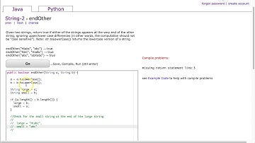Codingbat - endOther (Java)