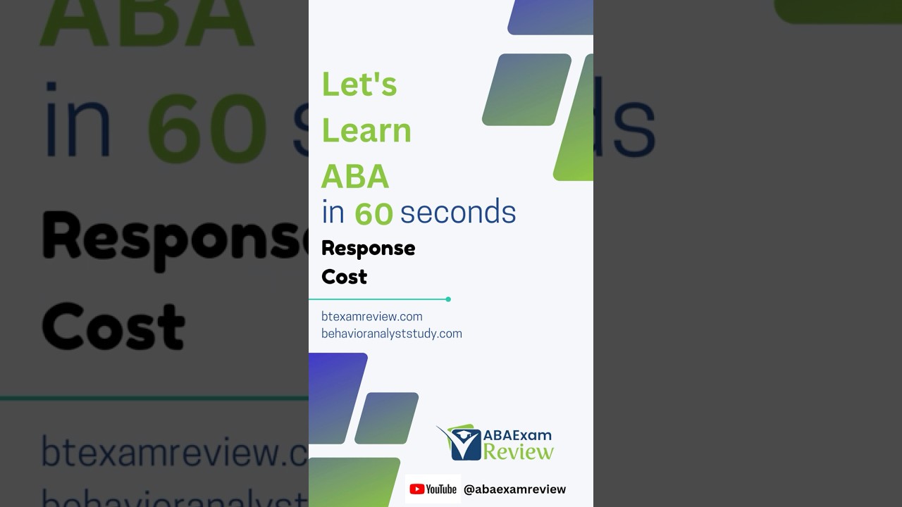 Response Cost - Learn Applied Behavior Analysis in 60 seconds  | #bcba #rbt #abaexamreview