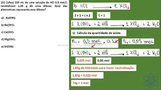 CAP. 01 - EXER. 160 E 161 - (UFBA) O metal X reage com ácido clorídrico de acordo com a equação