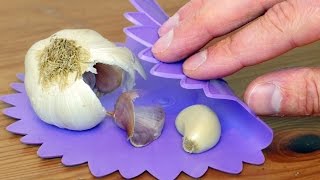 Peel garlic in seconds with this clever life hack trick. if you like
cooking but don't your hands smelling of garlic, use a jar gripper
kitchen gadget t...