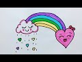 Como desenhar um arco-íris fofo kawaii - How to draw a cute kawaii rainbow - Desenhos para crianças