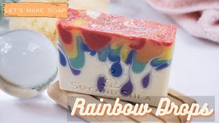 Rainbow Drops Cold Process Soap  using mini drop pour