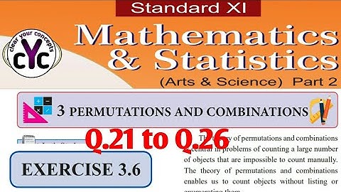Exercise 3.6 (Q.21 to Q.26) | Permutations and combination | Chapter 3 | Class 11 | maths part 2
