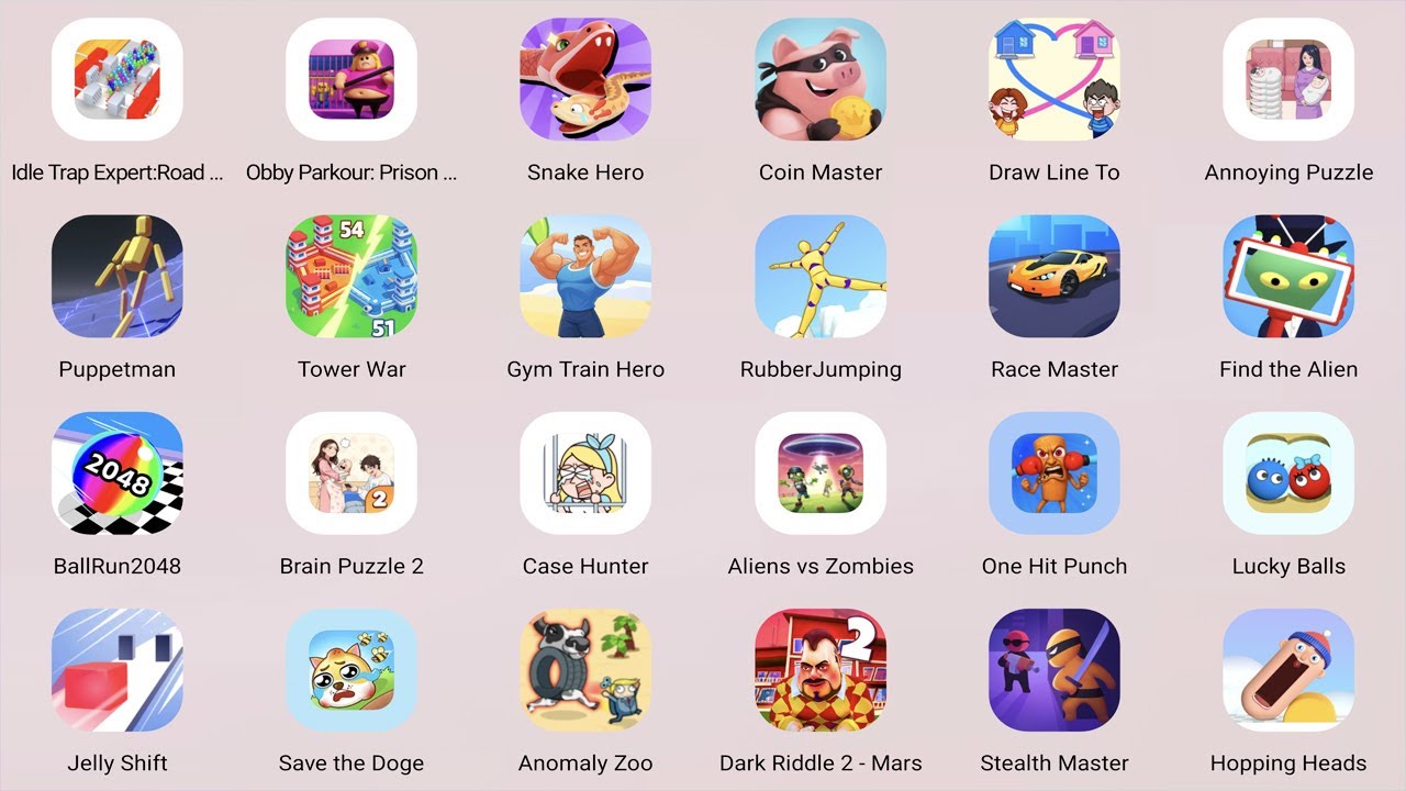 Roblox,Hide Ball,Race Master 3D,ScaleMan,Crazy Office,Toilet Rush Race,Collision Race,Lucky Balls,..