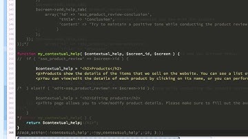 WordPress - Contextual help menu