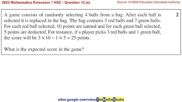 2022 Maths Extension 1 HSC Q12e How to use binomial distribution in probability to find expectation