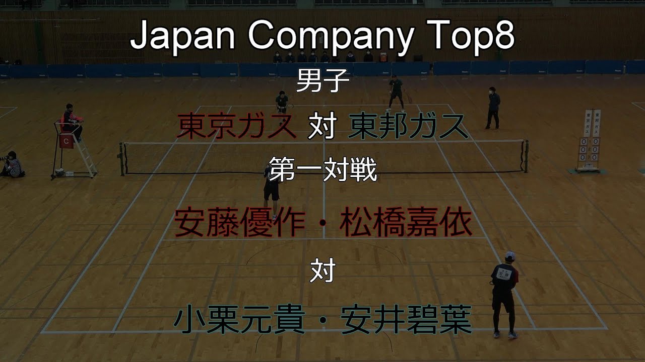2021年 Japan Company Top8 ソフトテニス 男子 第一対戦 安藤・松橋（東京ガス） 対 小栗・安井（東邦ガス）