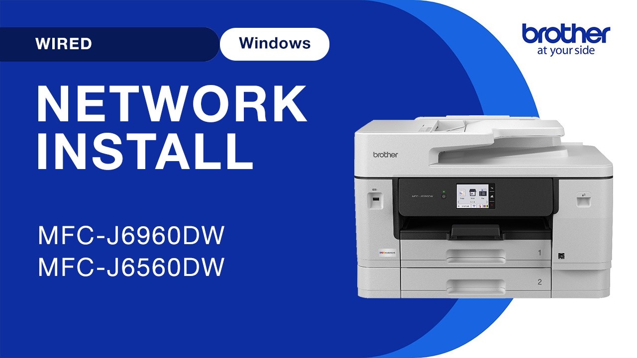 Install MFCJ6960DW on a wired network - Windows - YouTube