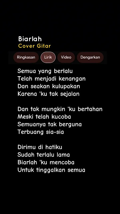 LIRIK LAGU BIARLAH - KILLING ME INSIDE (Semua yang berlalu telah menjadi kenangan) Cover Gitar