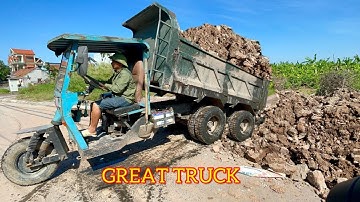 Công nông một khối chở đất đổ ben xem cực đã | Máy xúc múc đất | Ô tô tải đất | excavator