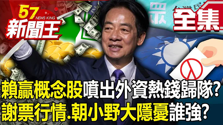 【全集】“赖清德赢概念股”喷出外资热钱归队？谢票行情vs.朝小野大隐忧谁强？ - 【57新闻王】20240115 - 天天要闻