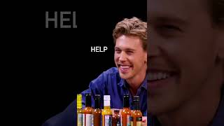Austin Butler reacting to each wing on Hot Ones 🔥🍗