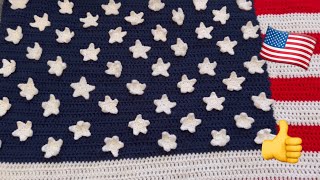 How to Make Crocheted Stars and Attach Them to USA Flag