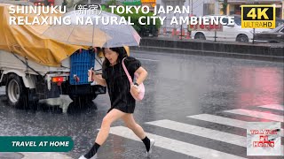 4k hdr japan travel | Heavy rain Walk in Shinjuku（新宿）Tokyo Japan |  Relaxing Natural City ambience