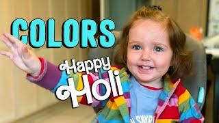 Holi Fun! Learning COLORS with Julie & Family #holi #toddler #vlog