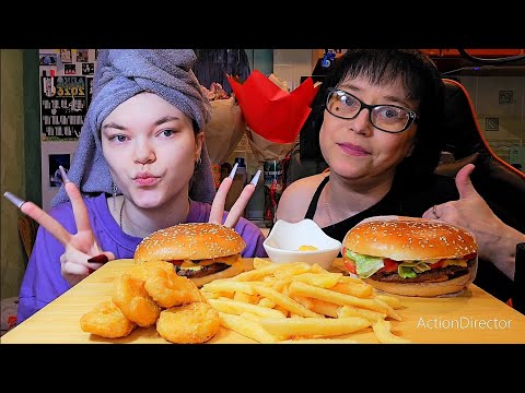 Мукбанг | Бургер Кинг.  Бургеры,Картошка фри 🍟, Наггетсы | Обжор Асмр 