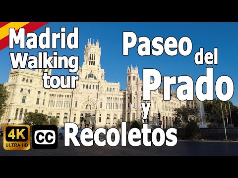MADRID WALK [4K] 🇪🇸 Paseo del PRADO and RECOLETOS. Virtual walk With CAPTIONS! Spain walking tour🚶