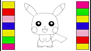 DESENHAR E COLORIR PIKACHU Pokemon - Fácil - Desenhos para crianças!