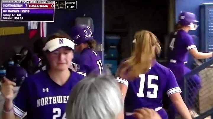 Northwestern softball's Rachel Lewis hits home run...
