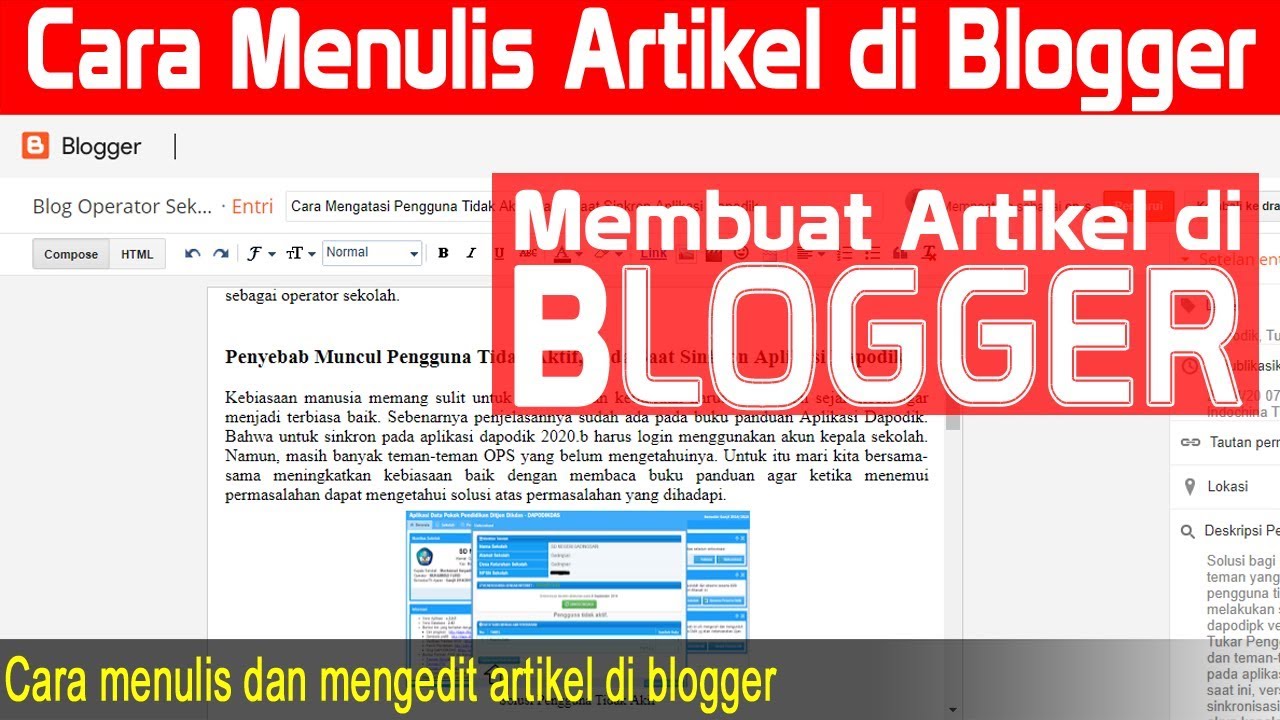  Cara  Menulis  Artikel di  Blogger YouTube