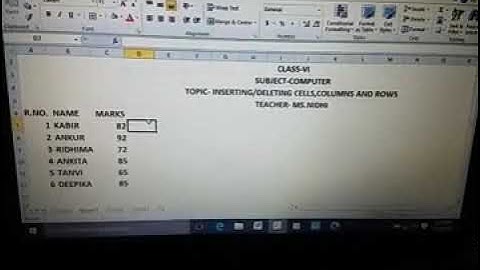 Inserting/deleting Row /Column class 6