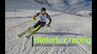 2020 ski season is open, racing with Leona, Hintertux glacier, Austria