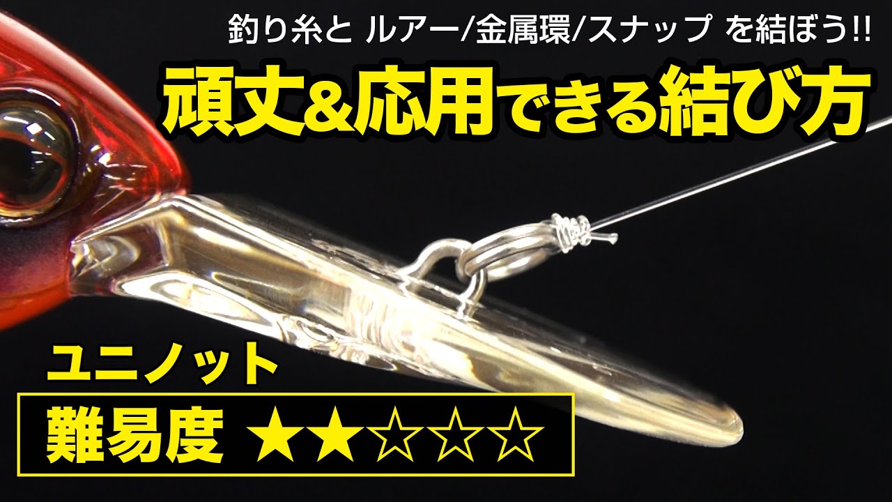 最短で分かる これだけ見ればすぐできる ラインと金具の結び方 ユニノット 釣り糸 結び方 Youtube