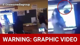 Teacher gets hit by chair thrown by student