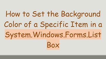 How to Set the Background Color of a Specific Item in a System.Windows.Forms.ListBox