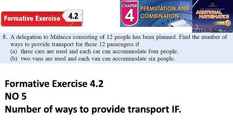 Permutation and combination formative exercise 4.2 Q5 latihan formatif 4.2 form 5 kssm textbook