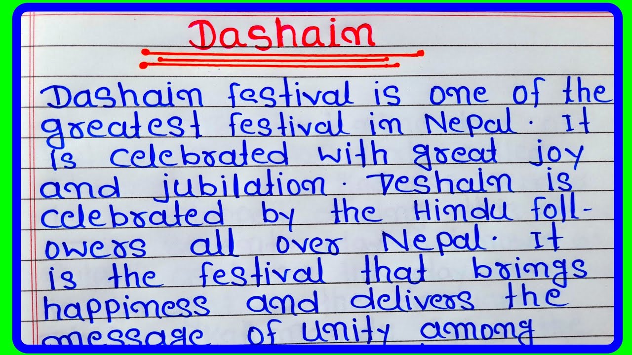 essay about dashain for class 3
