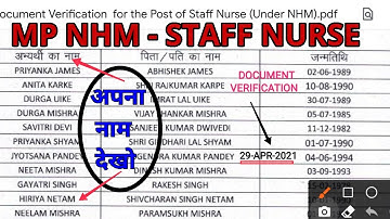 MP STAFF NURSE - नई LIST जारी - LIST में अपना नाम देखो - DOCUMENT VERIFICATION कराओ जल्दी