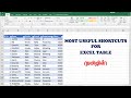 MOST USEFUL SHORTCUTS FOR  EXCEL TABLE (IN TAMIL)