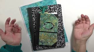 Altered Composition Notebook Using Marbled Paper