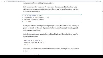 Eloquent JavaScript Read-Along - Program Structure - 002 - Bindings