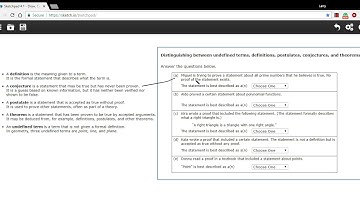 Distinguishing between definition, conjecture, postulate, theorem, and undefined term