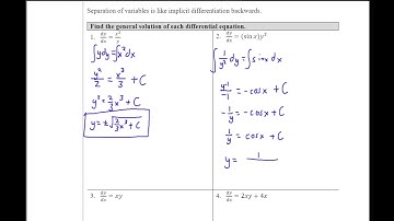 AP Calculus 7.6: General Solutions Using Separation of Variables