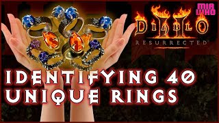 Identifying 40 UNIQUE RINGS ( Andariel HELL ) - Diablo 2 Resurrected PS5