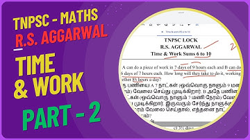 RS Agarwal Time & Work Sums 6-10 | TNPSC Maths Shortcut Tricks & Explanation | English Medium