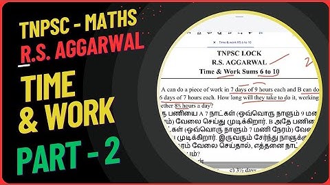 RS Agarwal Time & Work Sums 6-10 | TNPSC Maths Shortcut Tricks & Explanation | English Medium