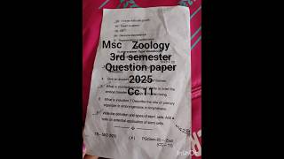 Msc zoology 3rd semester question paper cc 11 2025 #zoology #pg #shortvideo ....👆