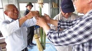 2023/07/1 怒田天満宮 風鎮祭の前日準備(1) 風鎮旗と厄除け柱