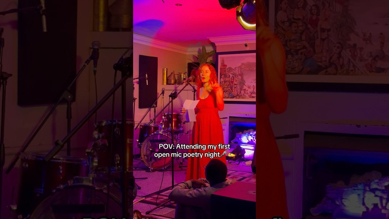 Reading poetry at my first open mic night!✨🎤 