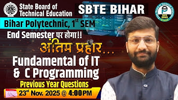 Fundamental of IT & C Prog.| SBTE 1st Sem | Previous year Questions| Live Practice #sbtes #sbtebihar