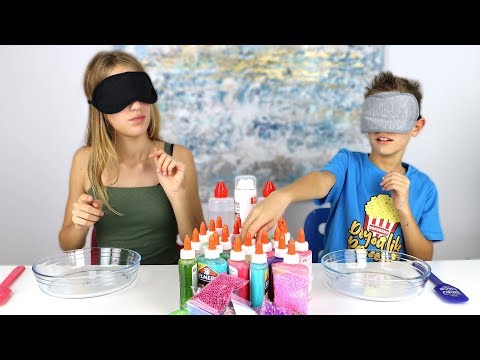 MAKING SLIME BLINDFOLDED!!!