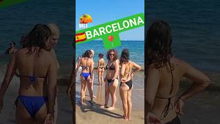 Walking on Barcelona Beach 🚶♀️🏖️#short  #spain #summer